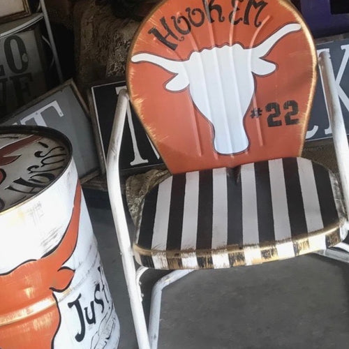 Longhorns Hand Painted Metal Chair