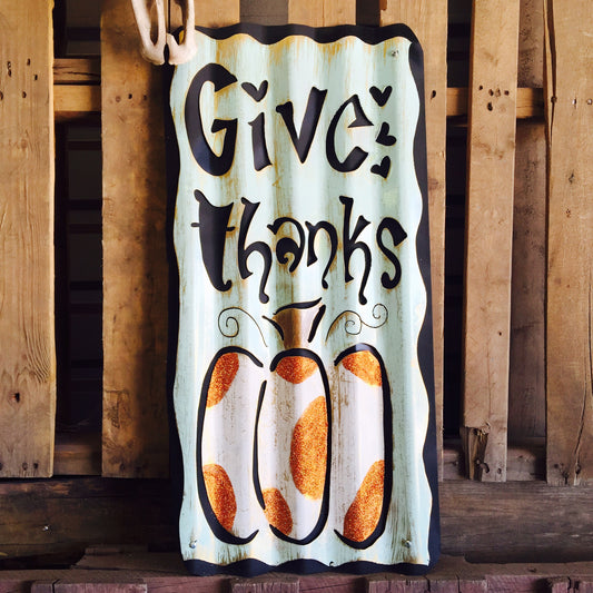 Give Thanks Blessings Pumpkin - Tall