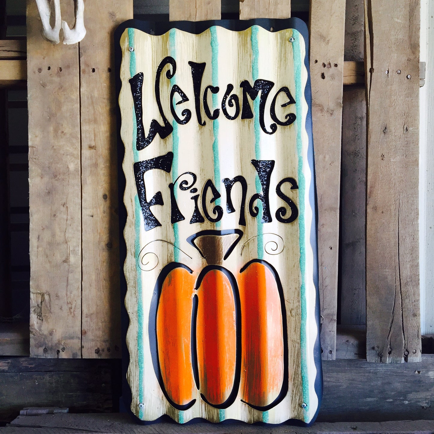 Welcome Friends Pumpkin - Tall