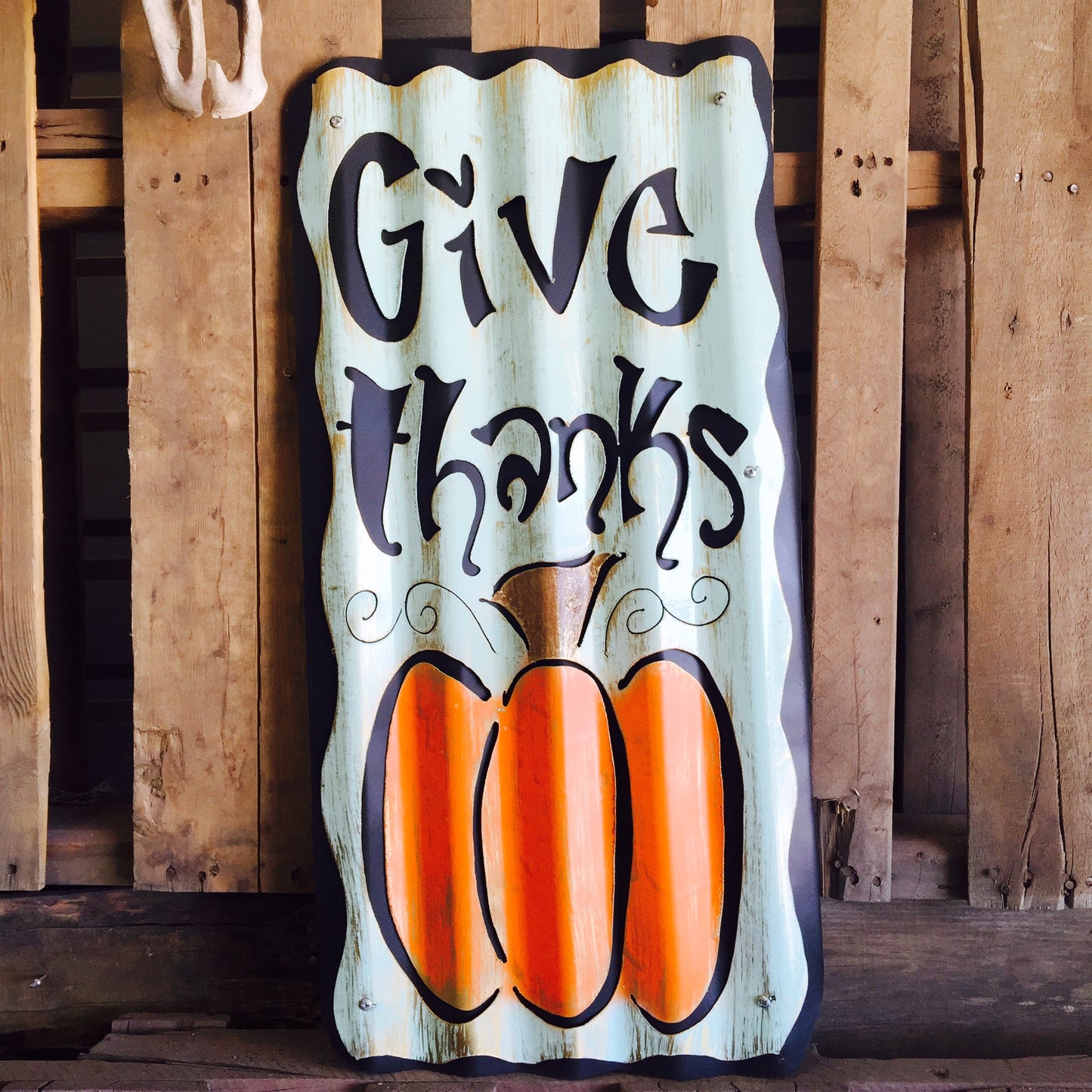 Give Thanks Blessings Pumpkin - Tall