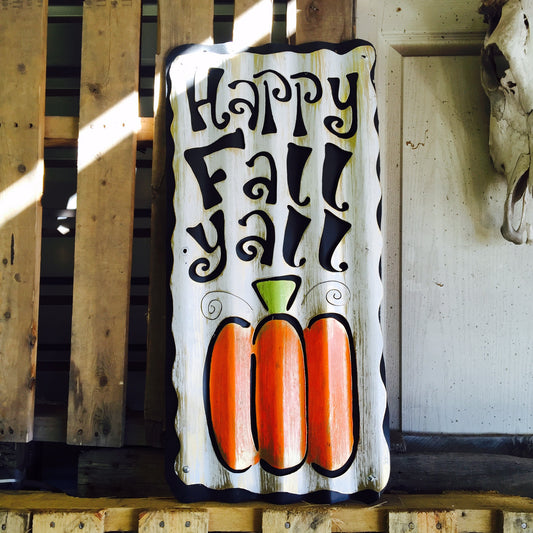 Happy Fall Y'all Pumpkin - Tall