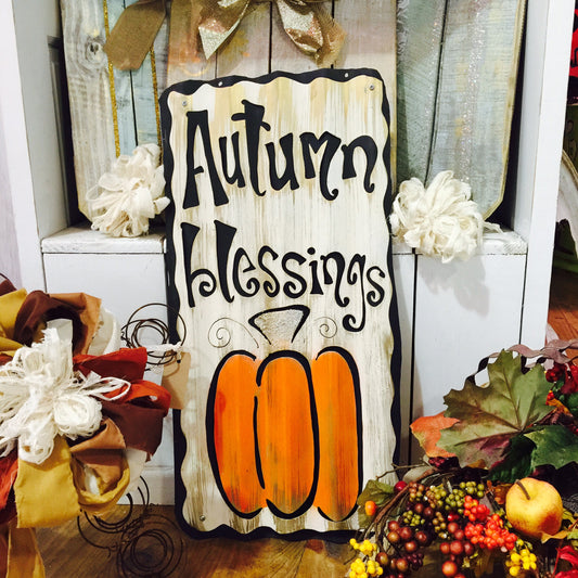 Autumn Blessings Pumpkin - Tall