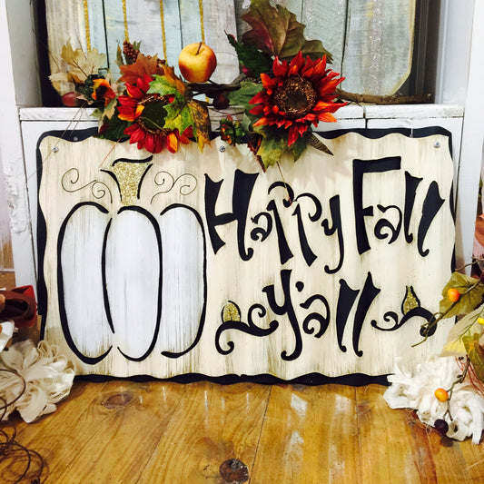 Happy Fall Y'all Pumpkin - Medium