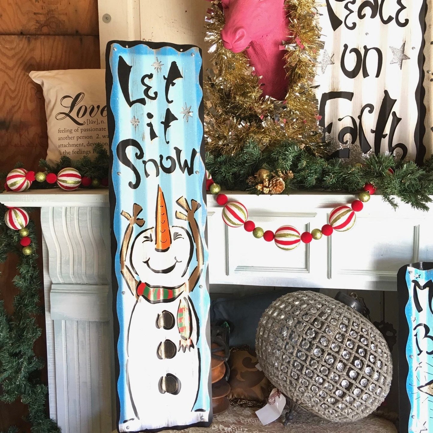 Let it Snow, Fancy Snowman - Metal Sign