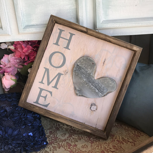 Home with Metal Heart - Framed Box