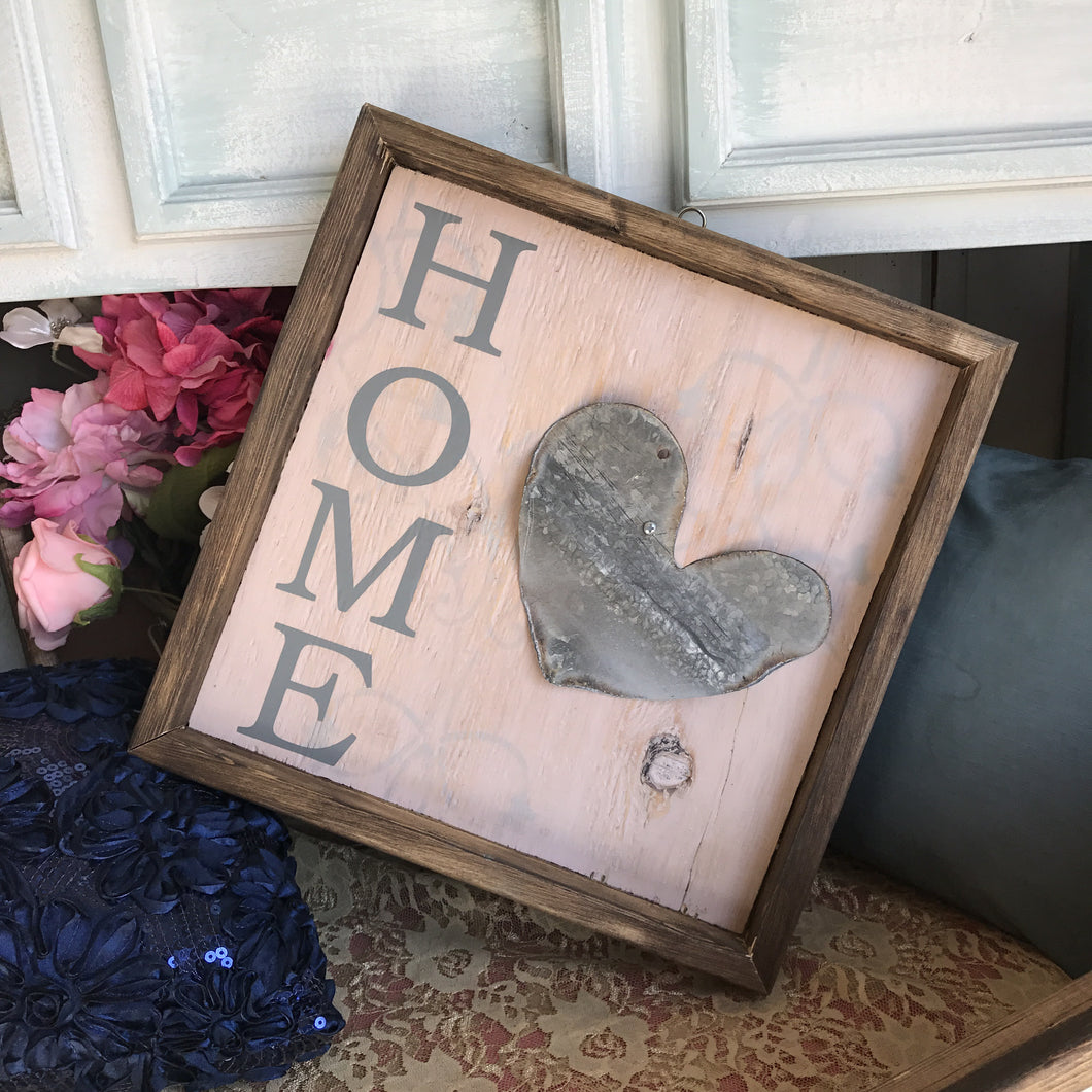 Home with Metal Heart - Framed Box