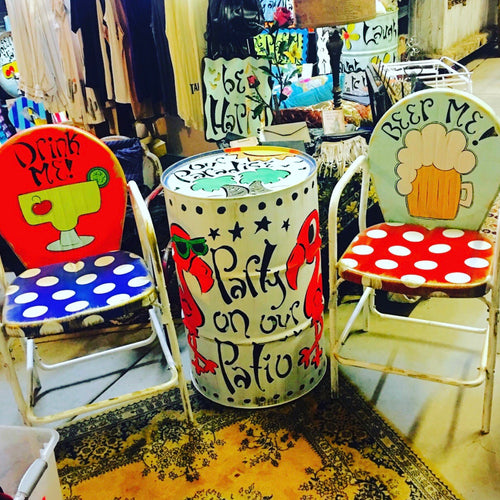 Retro/Polka Dots - Party Themed Hand Painted Metal Chair