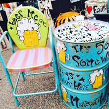 Key Lime/Pink/Turquoise - Party Themed Hand Painted Metal Chair